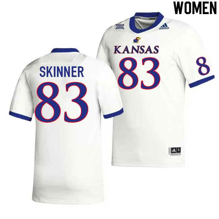 Women #83 Quentin Skinner Kansas Jayhawks College Football Jerseys Stitched Sale-White - Click Image to Close